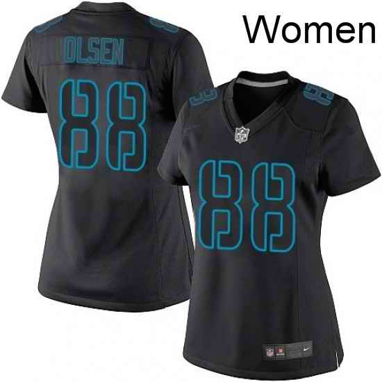 Womens Nike Carolina Panthers 88 Greg Olsen Limited Black Impact NFL Jersey